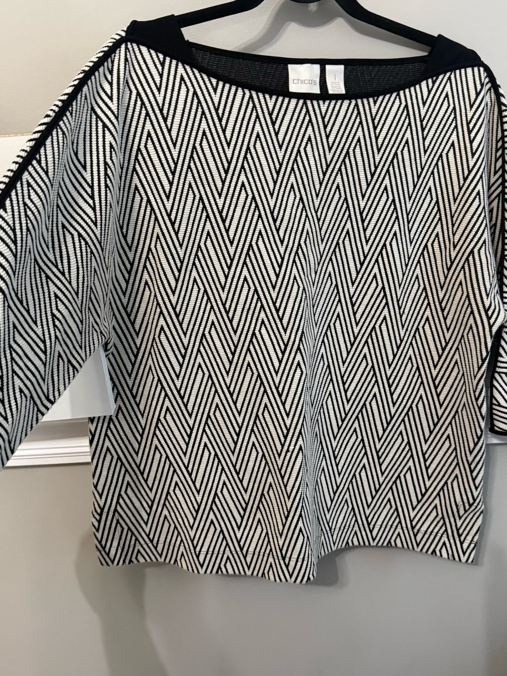Chico's Black and White Chevron Knit Top